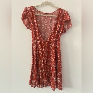 Wrapped floral orange dress